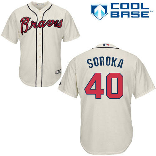 Braves #40 Mike Soroka Cream New Cool Base Stitched Youth MLB Jersey